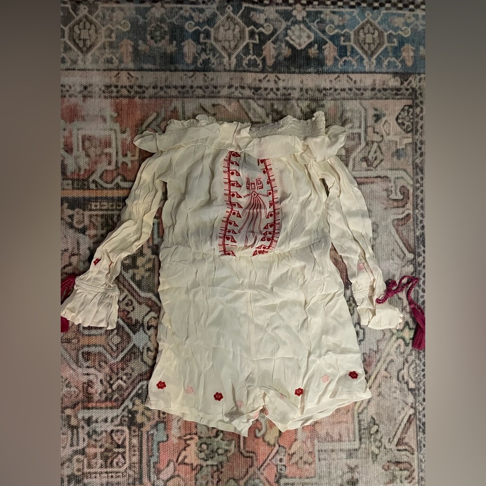 Buffalo David Bitton Cream and Red Jumpsuit